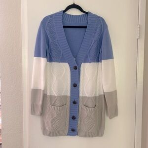 NWOT cardigan sweater. Color block. Womens large